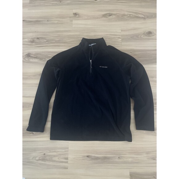 Columbia Size L Long Sleeve‎ Quarter Zip Mock Neck Sweatshirt Black Fleece Nice! - Picture 1 of 8